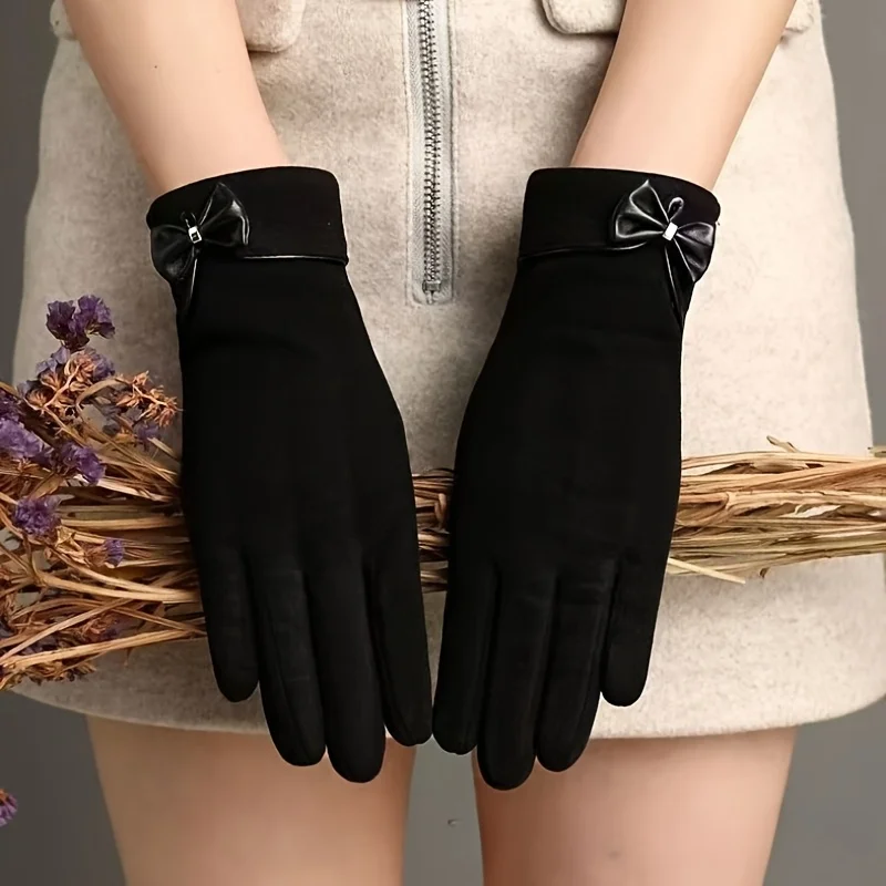Cycling Commute Essentials - Зимние женские перчатки с бантом, сенсорные,